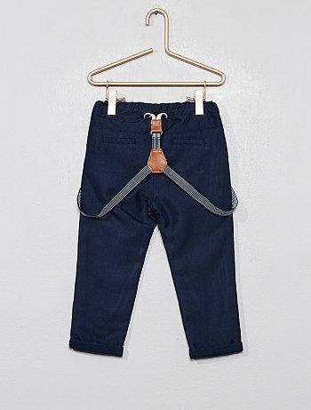 Calças em lona com suspensórios - Kiabi