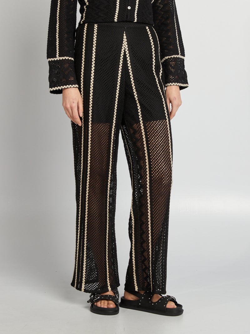 Calças em macramé PRETO - Kiabi