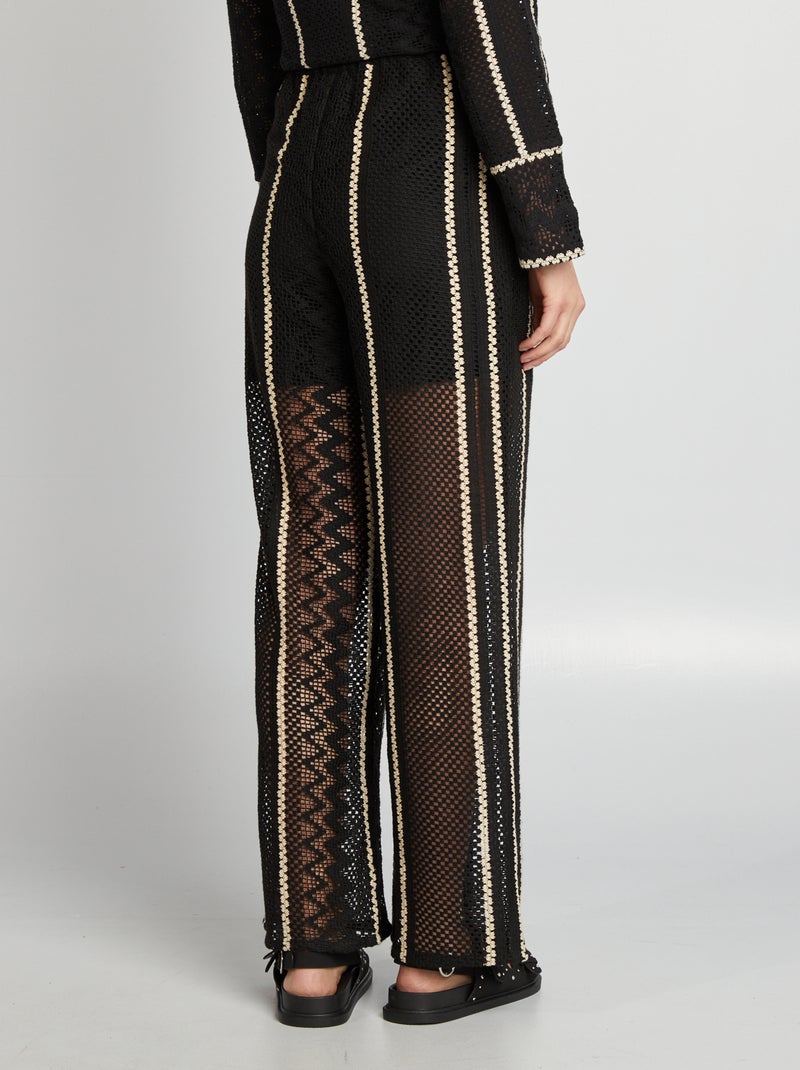 Calças em macramé PRETO - Kiabi