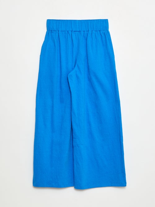 Calças em malha amassada de algodão - Kiabi