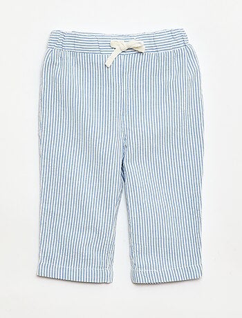 Calças em malha canelada com cintura elástica