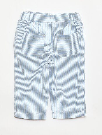 Calças em malha canelada com cintura elástica