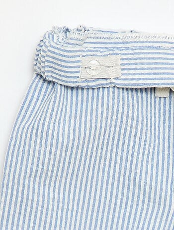 Calças em malha canelada com cintura elástica