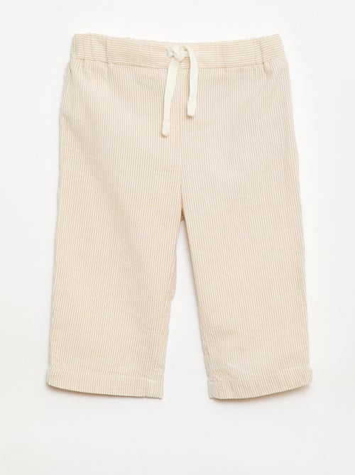 Calças em malha canelada com cintura elástica - Kiabi