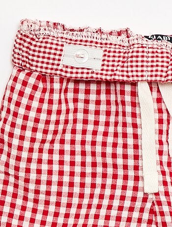 Calças em malha canelada com cintura elástica
