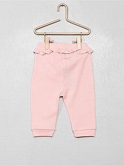 Calças em malha com folhos - Kiabi