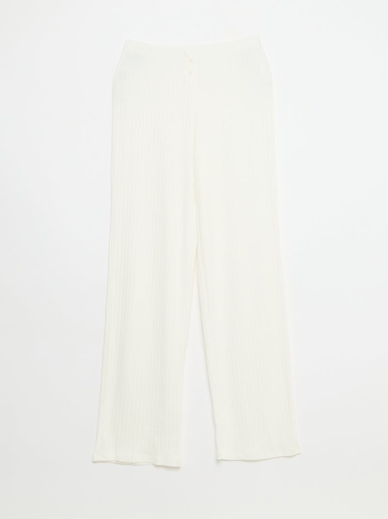 Calças em malha com padrão de renda Branco - Kiabi