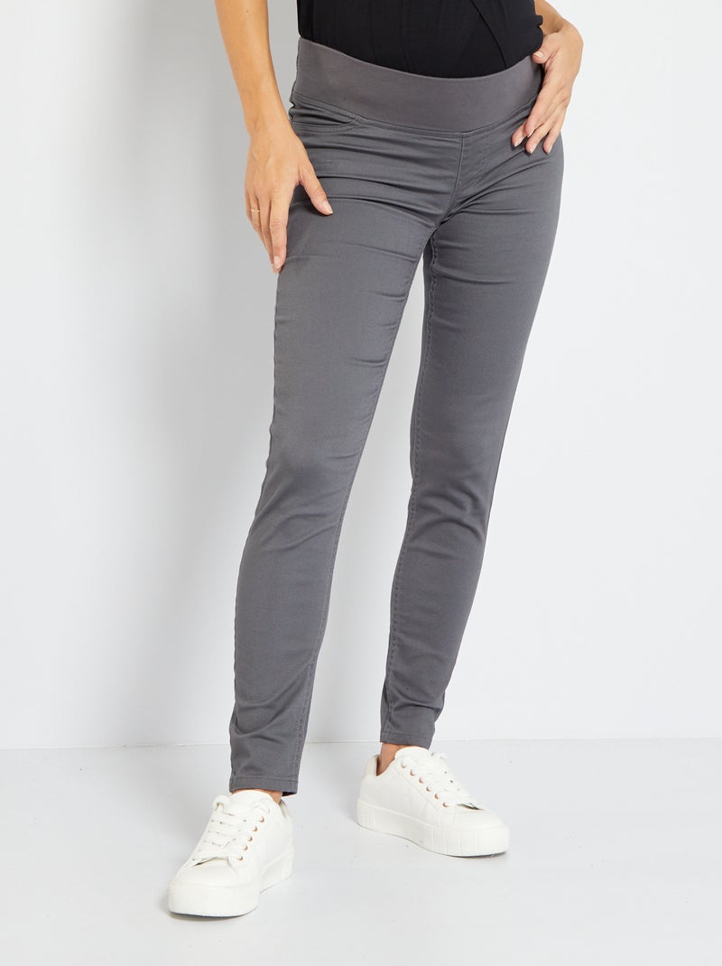 Calças em malha elástica tipo jeggings Cinza Antracite - Kiabi