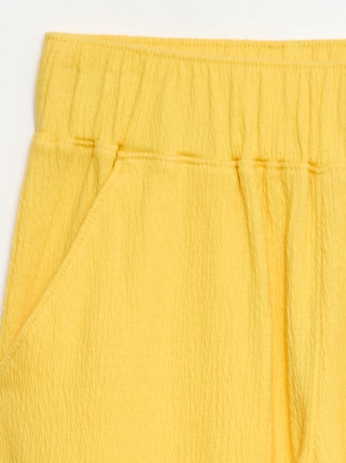 Calças em malha franzida de algodão - Kiabi