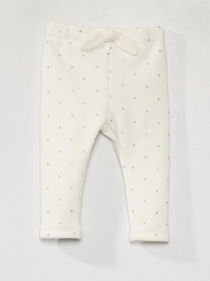 Calças em moletão com estampado - Sempre + quente BRANCO - Kiabi