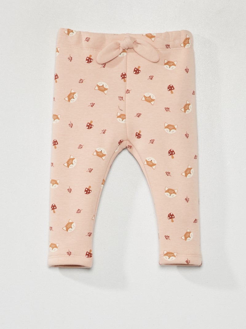 Calças em moletão com estampado - Sempre + quente ROSA - Kiabi