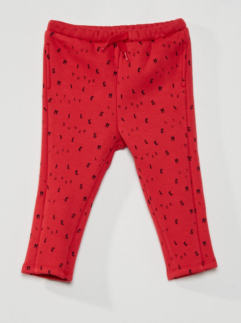 Calças em moletão com estampado VERMELHO - Kiabi