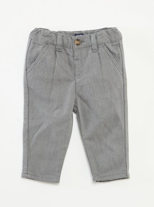 Calças em sarja com 2 bolsos verdadeiros - Kiabi