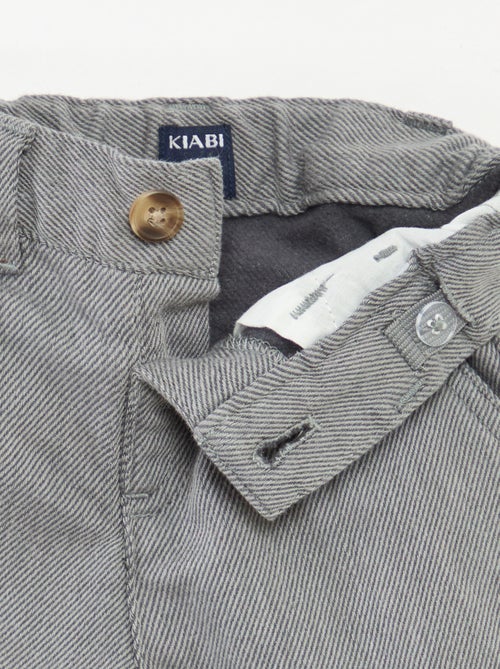 Calças em sarja com 2 bolsos verdadeiros - Kiabi