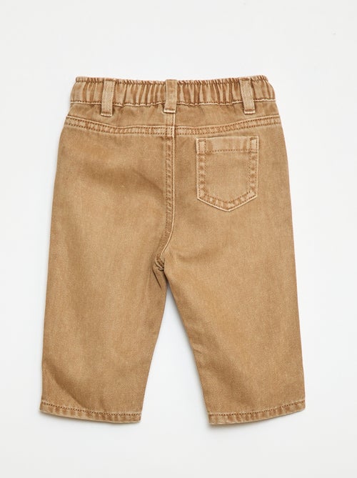 Calças em sarja paperbag tamanho 3/4 - Kiabi