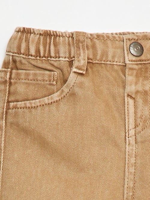 Calças em sarja paperbag tamanho 3/4 - Kiabi