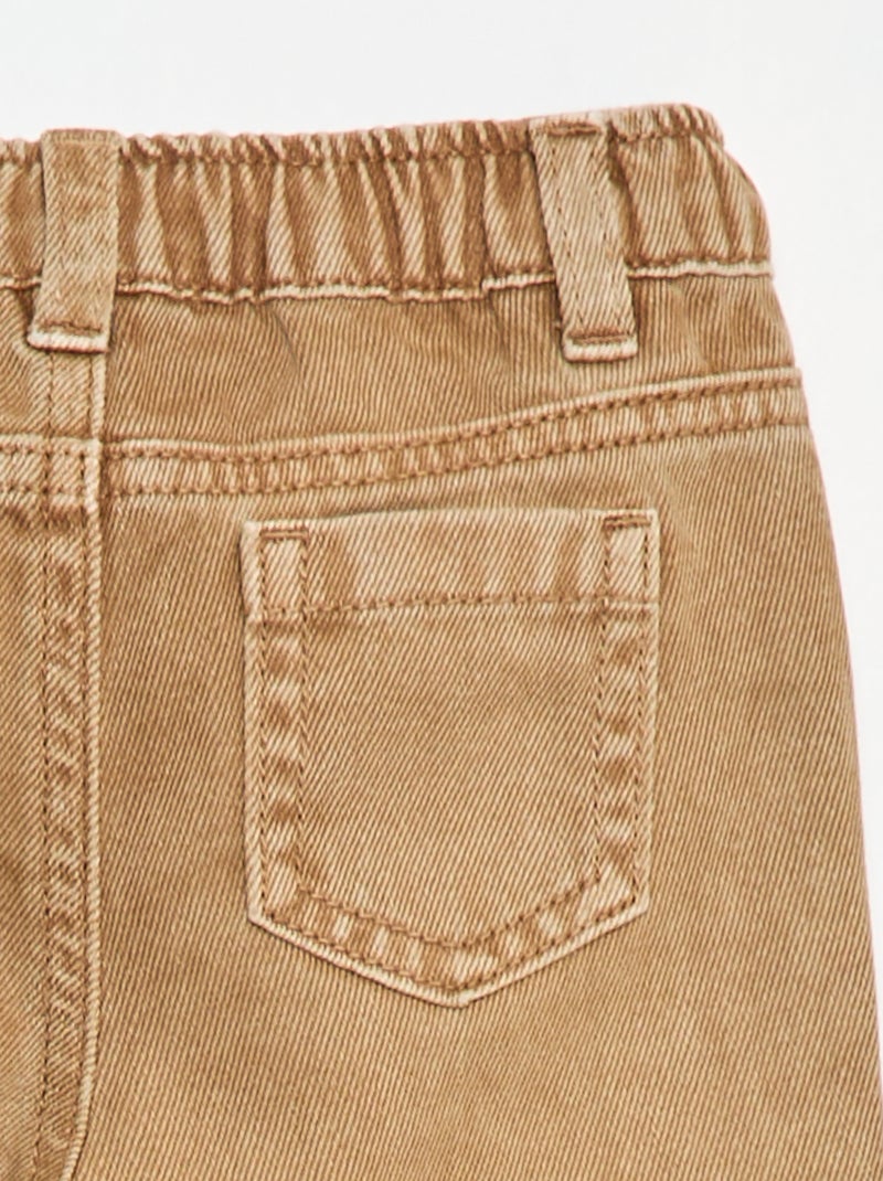 Calças em sarja paperbag tamanho 3/4 Bege - Kiabi
