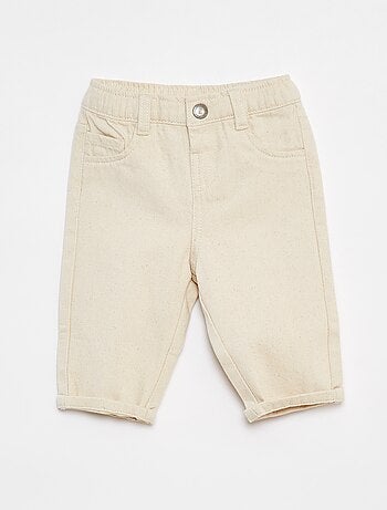 Calças em sarja paperbag tamanho 3/4