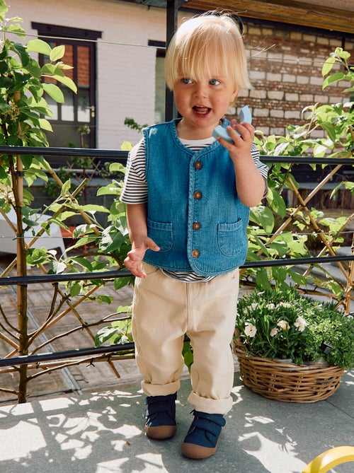 Calças em sarja paperbag tamanho 3/4 - Kiabi