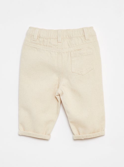 Calças em sarja paperbag tamanho 3/4 - Kiabi