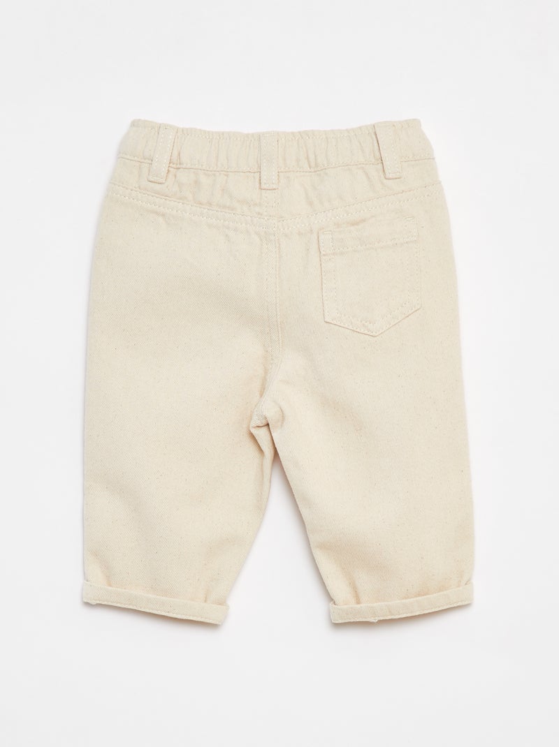 Calças em sarja paperbag tamanho 3/4 Branco - Kiabi
