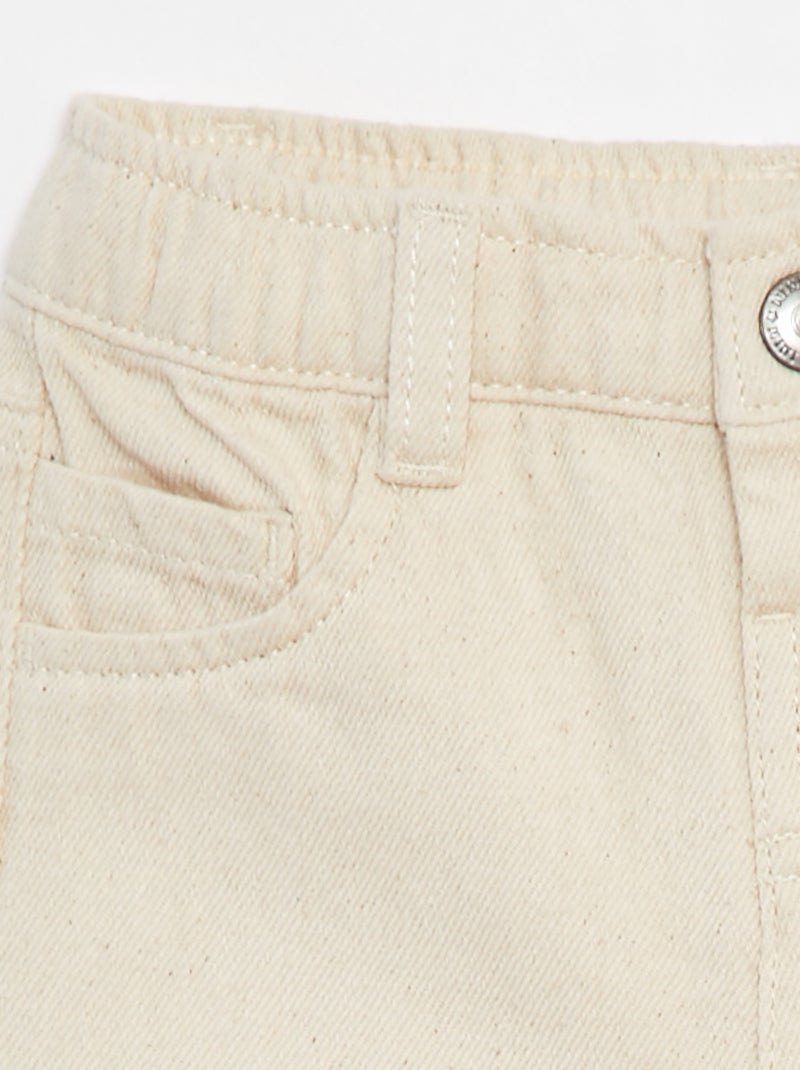 Calças em sarja paperbag tamanho 3/4 Branco - Kiabi
