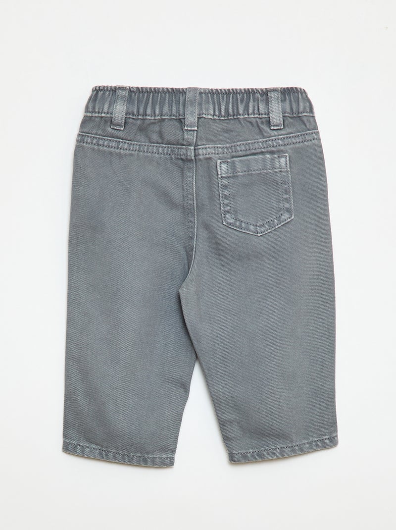 Calças em sarja paperbag tamanho 3/4 Cinza - Kiabi