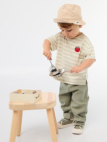 Calças em sarja paperbag tamanho 3/4