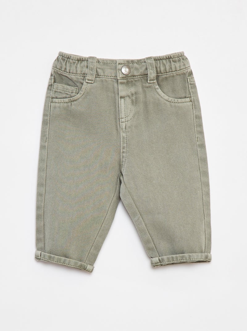 Calças em sarja paperbag tamanho 3/4 Verde - Kiabi