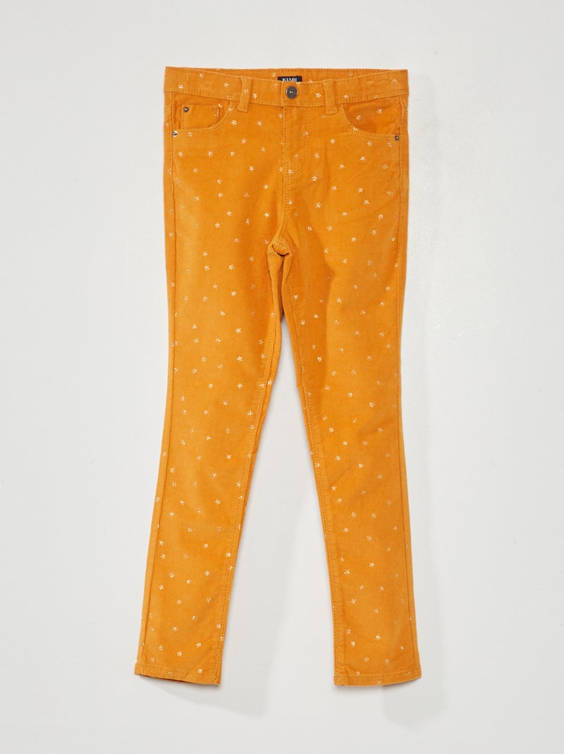Calças em veludo com estrelas AMARELO - Kiabi