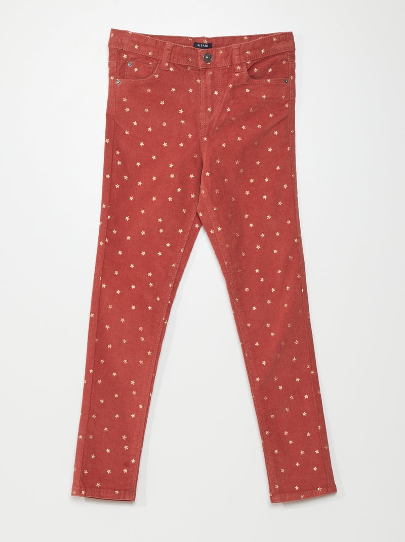 Calças em veludo com estrelas VERMELHO - Kiabi