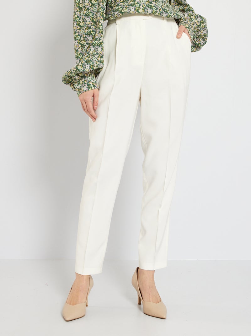 Calças em viscose cintura subida BRANCO - Kiabi