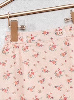 Calças em voile de algodão com estampado 'flores' - Kiabi