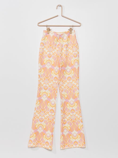 Calças estampadas com corte bootcut - Kiabi
