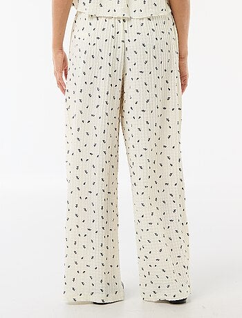 Calças estampadas em malha crinkle