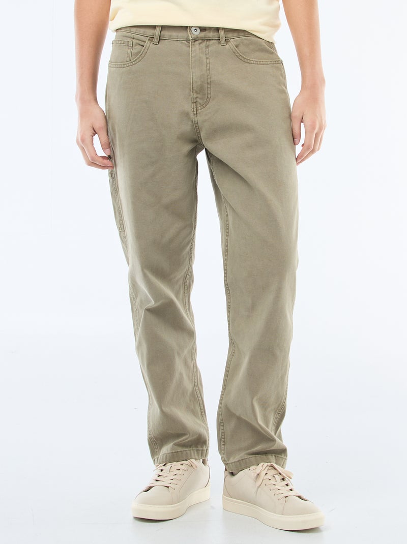 Calças estilo carpinteiro Caqui - Kiabi