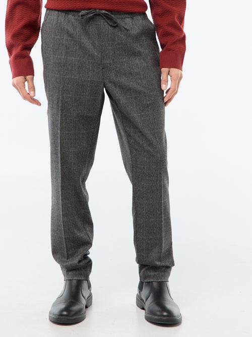 Calças estilo "jogger" aos quadrados - Kiabi