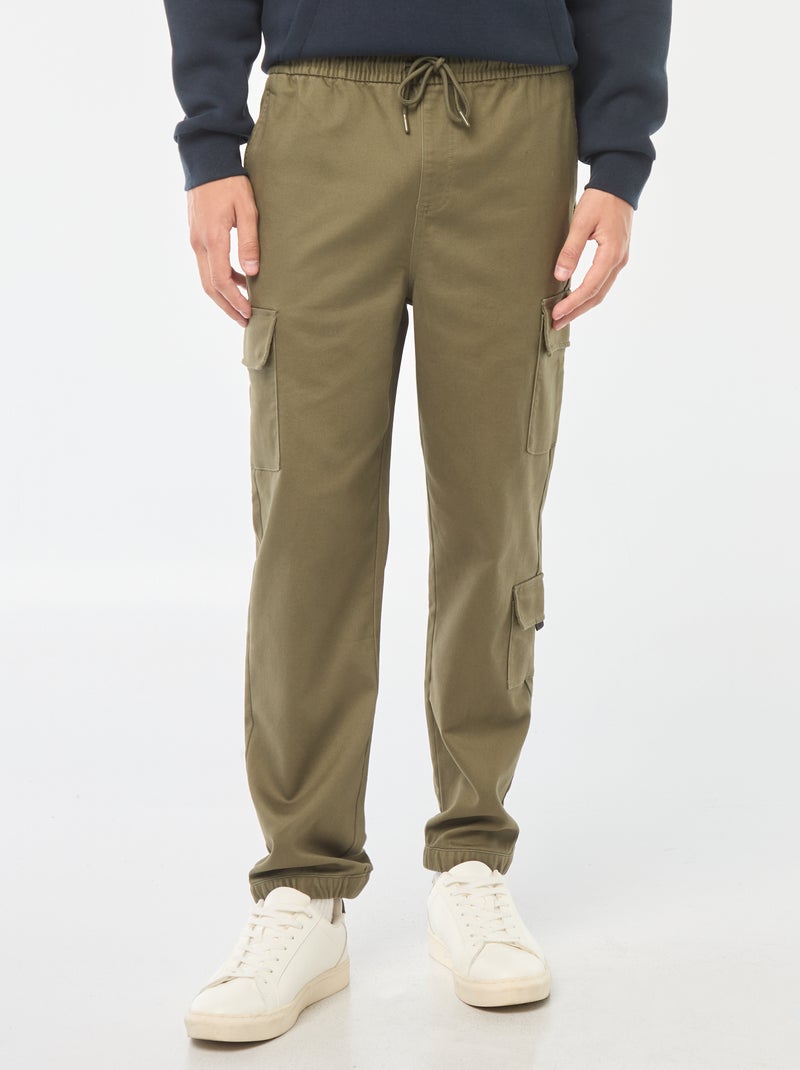 Calças estilo 'jogger' com vários bolsos Caqui - Kiabi