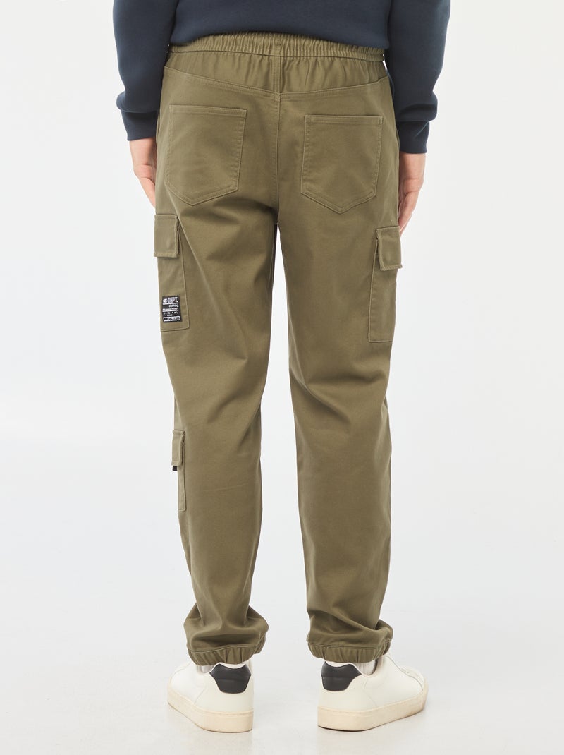 Calças estilo 'jogger' com vários bolsos Caqui - Kiabi