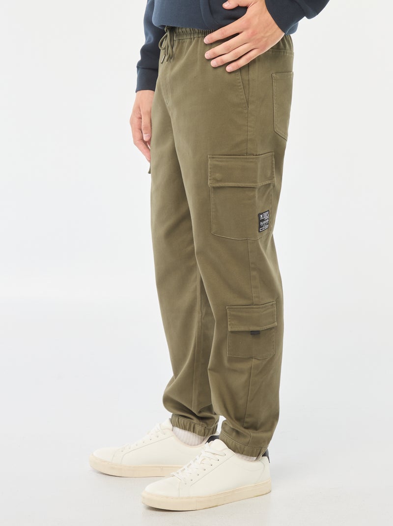 Calças estilo 'jogger' com vários bolsos Caqui - Kiabi