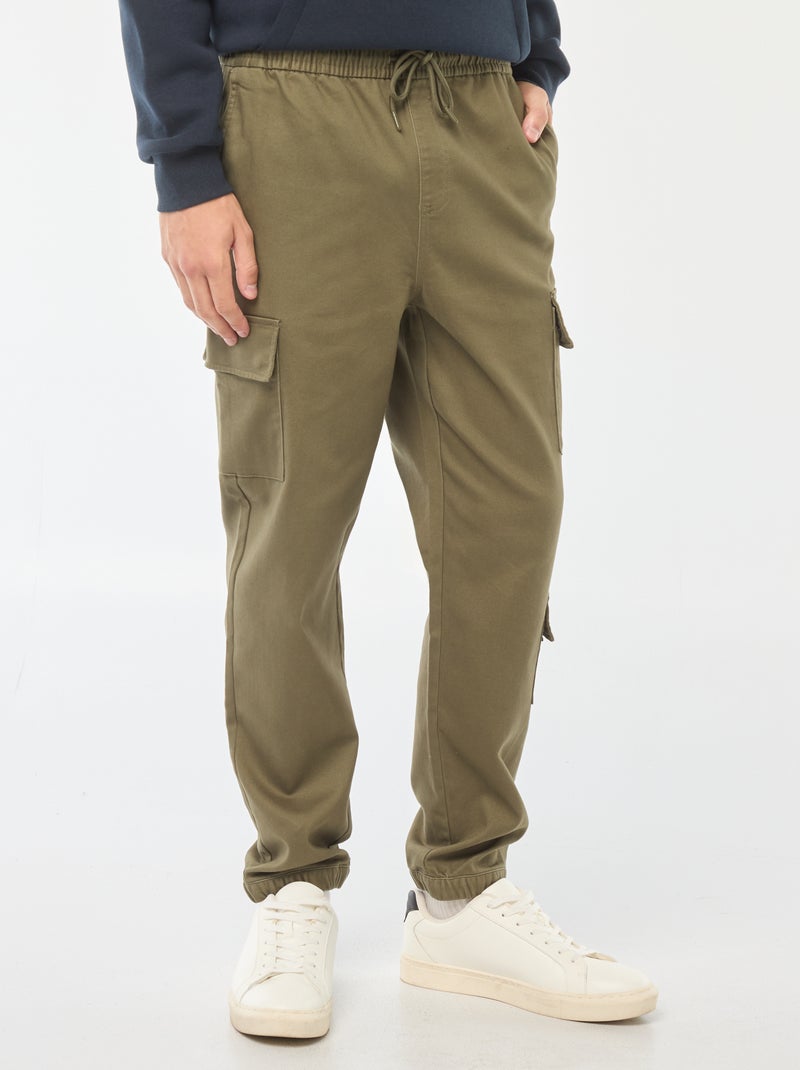Calças estilo 'jogger' com vários bolsos Caqui - Kiabi