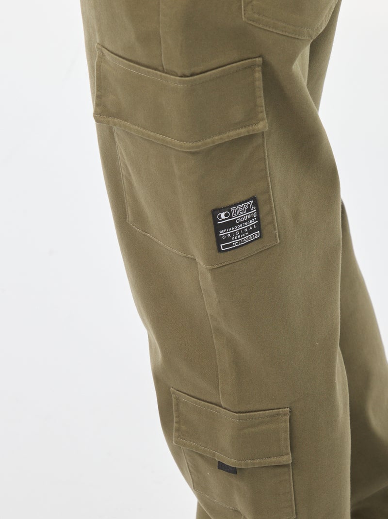 Calças estilo 'jogger' com vários bolsos Caqui - Kiabi