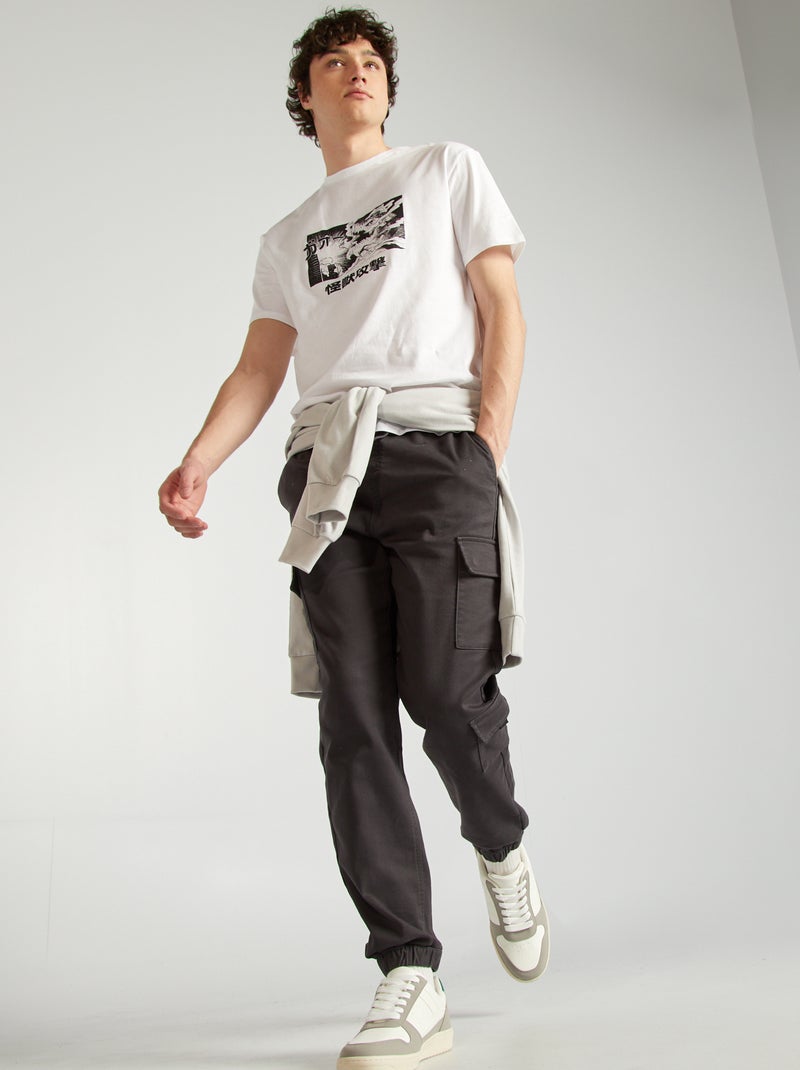 Calças estilo 'jogger' com vários bolsos PRETO - Kiabi