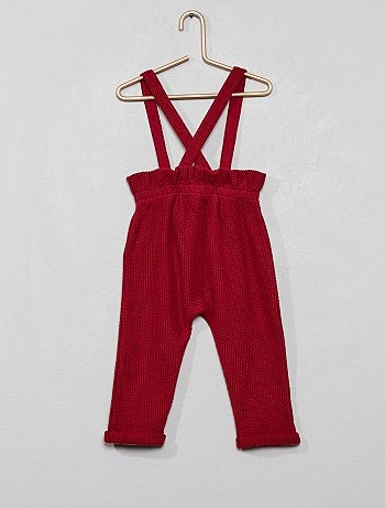 Calças estilo saruel com alças - Kiabi