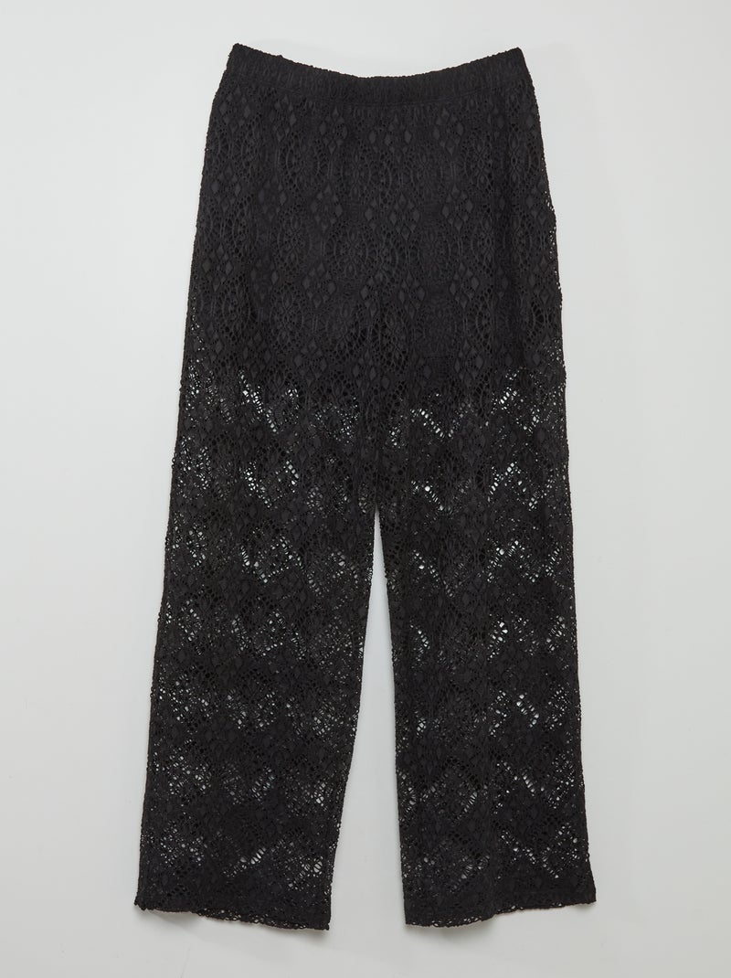 Calças evasé de croché - JDY Petite Preto - Kiabi