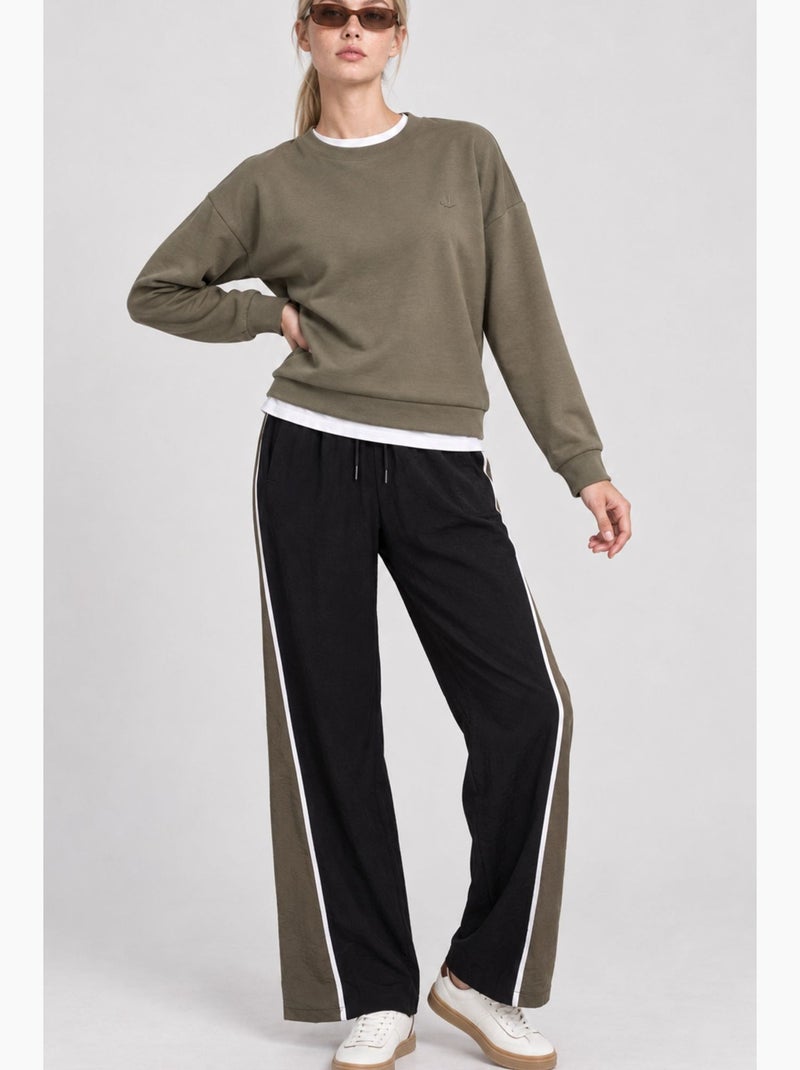 Calças femininas de corte reto istanbul Preto Cáqui Branco - Kiabi