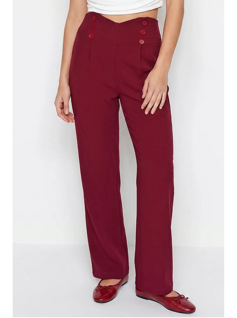 Calças femininas de perna reta lucci Vermelho bordô - Kiabi