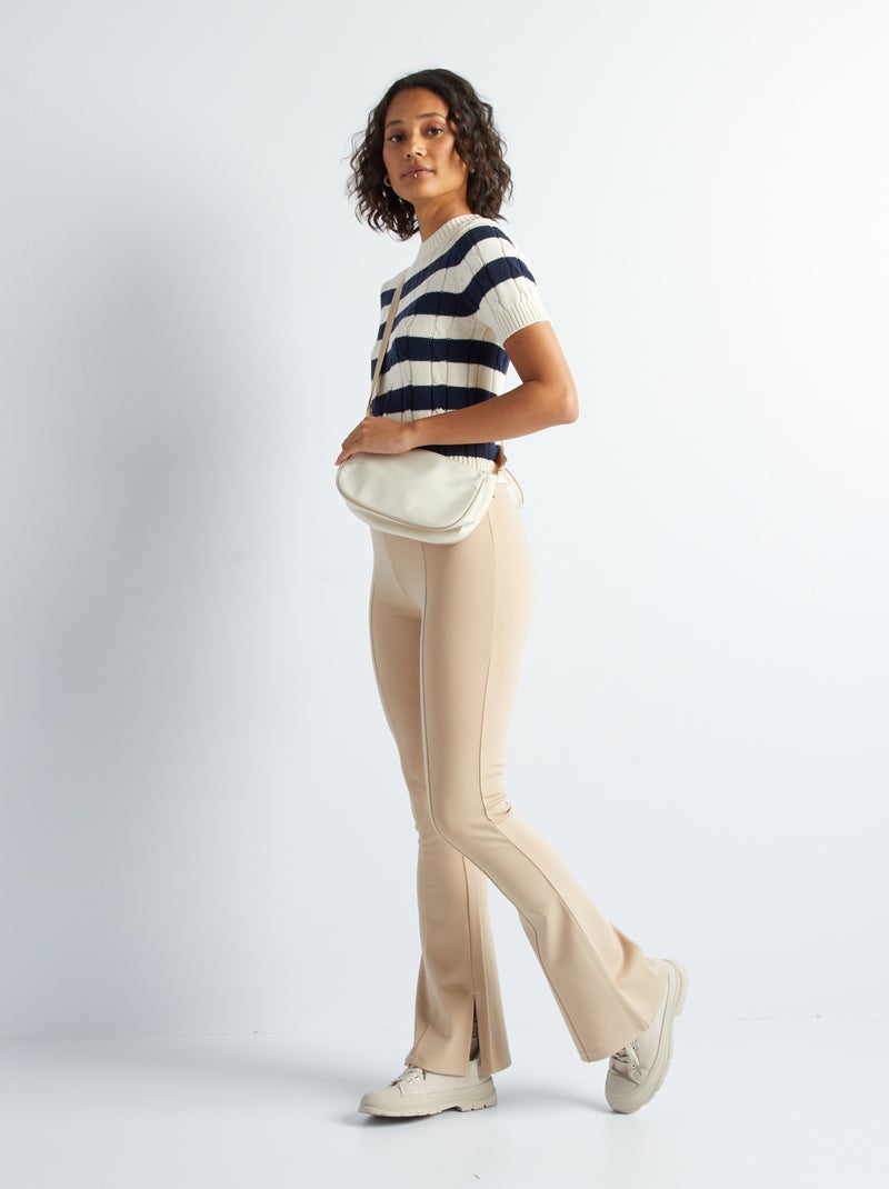 Calças flare bootcut com rachas BEGE - Kiabi