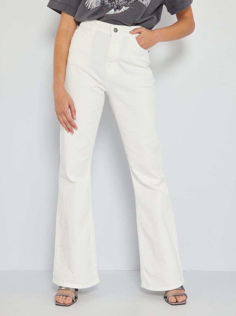 Calças flare com cintura subida BRANCO - Kiabi
