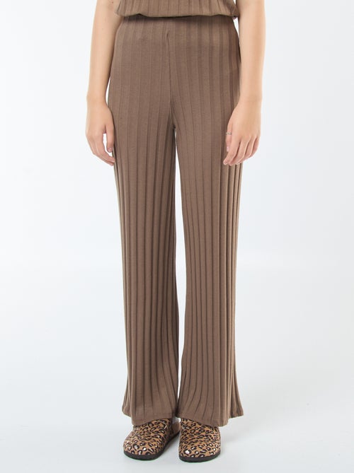 Calças flare de malha - Kiabi